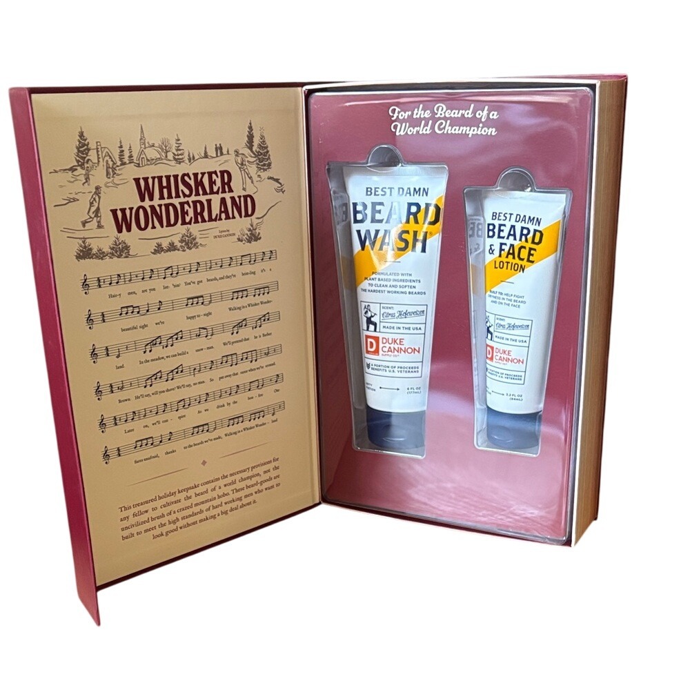 DUKE CANNON Whisker Wonderland Holiday Gift Set: Beard Wash, Face & Lotion 2 NIB